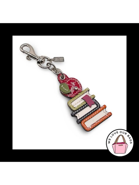Coach Accessories - NEW Rare COACH Leather Book Apple Crystal Key Fob Bag Charm Keychain Tag 92948
